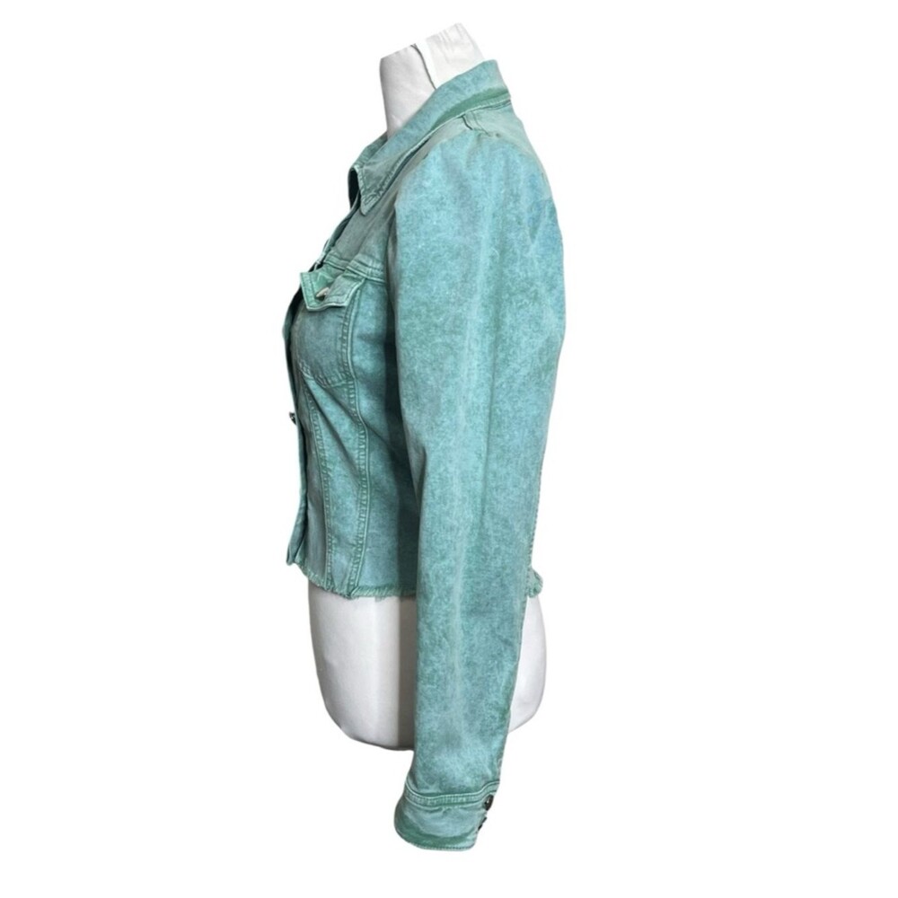 Retrofete Rissa Jacket Women's Small Green Mojito Cropped Denim Button Front - Picture 5 of 9